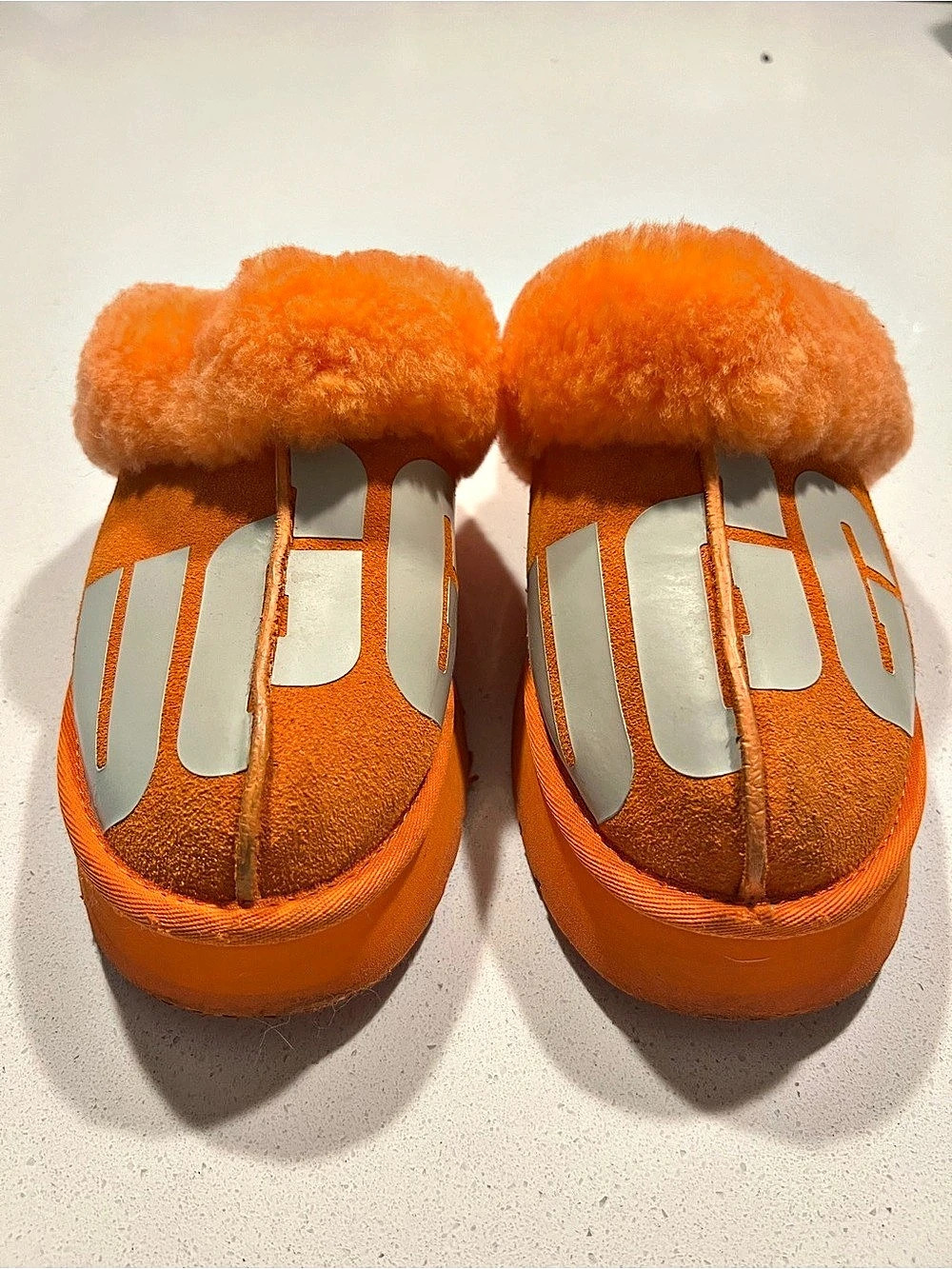 UGG Tasman Street Graffiti Slipper Orange Faux Fur Slippers
